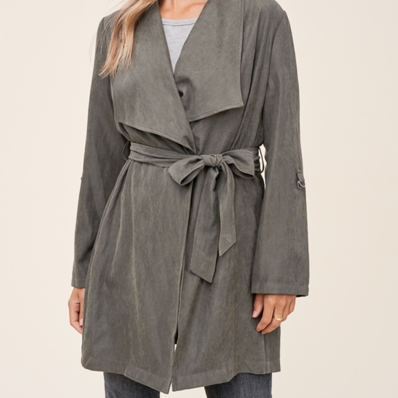 NWT Belted Wrap Coat in Olive - Picture 4 of 8
